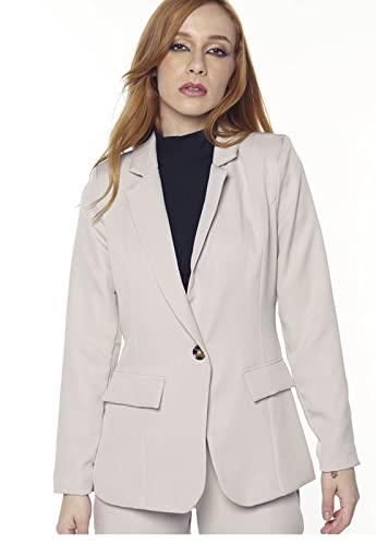 Blazer Feminino Longo Alfaiataria Sob (M, Bege)