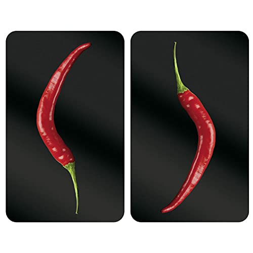 WENKO Protection Plaque de Cuisson Hot Peperoni en Verre trempé | pour Toute Plaque | Couvre Plaque de Cuisson, Planche à découper, Extension Plan de...