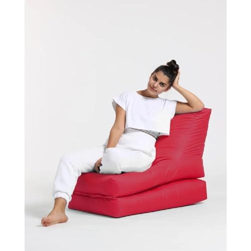 TRP Outdoor Bean Bag Chair with Comfortable & Supportive Seating 15.7''H X 21.7''W X 15.7''D | Solid Red Maroon Color Waterproof Zipper Closure Durable All Seasons Soft Plush Cozy Fluffy