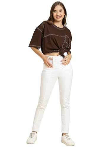 Image of TWGE - Women's High Waist Skinny Fit Jeans - 4 Button, Stretchable Denim Pants - Ankle Length - Stylish Casual Wear