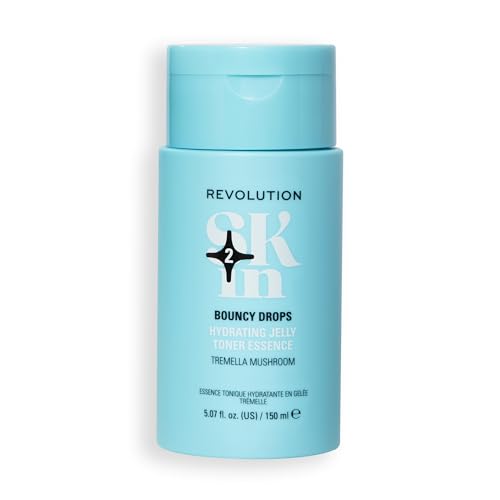 Revolution Skin, Bouncy Drops Tremella Mushroom Hydrating Jelly Toner Essence, Facial Toner with Vitamin B5, Plumps & Smoothes Skin, Vegan & Cruelty-Free, 150ml