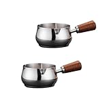 Mini Sauce Pan, 304 Stainless Steel Melting Pot, Dipping Bowls for Chocolate, Vinegar, Barbecue, Butter, Coffee, Milk Warmer for Tea, Soup (Silvery, 60ML, 2PCS)