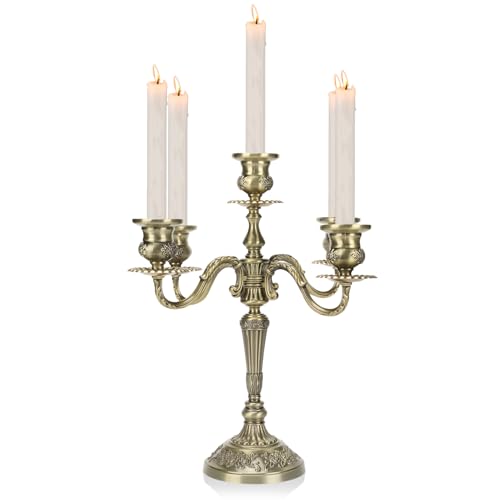 5 Arms Metal Candelabra, Candlestick Holders Vintage Tall Candelabra Candle Stand European Candle Holder for Weddings Party Dining Table Home Decor