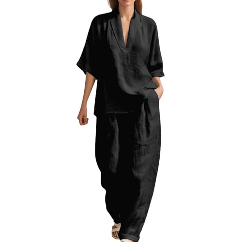 Generico Tuta Donna Completa Elegante Sciolto Camicia Camminare All'aperto Pantaloni