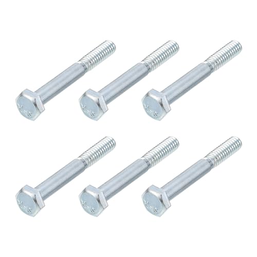 METALLIXITY Hex Bolts (3/8-24x2-1/2) 6Pcs, Grade 5 Carbon Steel Zinc Plated Partial Threaded, UNF Fine Thread Hex Head Screw Bolt - for Furniture Repair, Silver