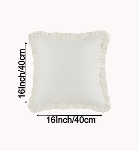 Image of Amazon Brand - Umi Velvet White 16x16 Pillow Covers, Set of 2 Decorative Ruffle Cushoin Pillow Covers for Sofa Couch