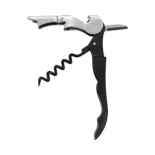 Royalford RF12953 3-in-1 Corkscrew Wine Opener Carbon Steel Multifunctional Tool with Bottle Opener & Foil Cutter Ideal for Home Bar Restaurant Parties Black