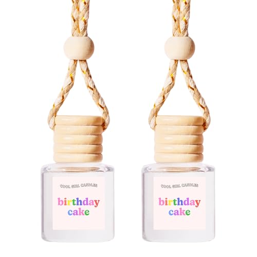 Image of COOLGIRLCANDLES Birthday Cake Car Air Hanging Fragrance Oil Diffuser, Air Freshener for Essential Oils, Scents Aromatherapy Automobile, Long Lasting Car Bottle