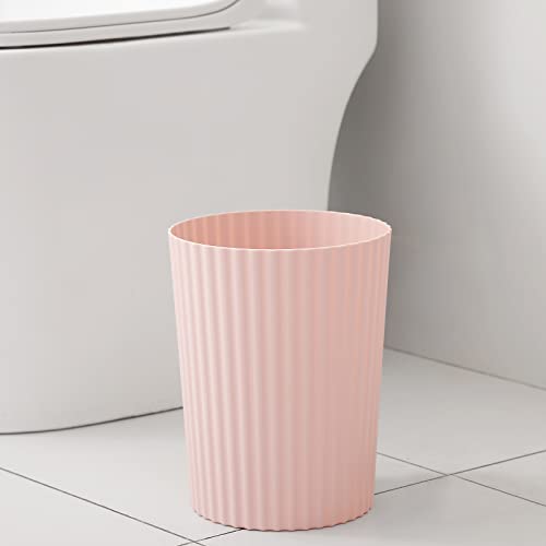 JiatuA Small Trash Can Plastic Wastebasket Round Garbage Container Bin for Bathroom, Kitchen, Bedroom, Home Office, College Dorm, Pink - Thumbnail 3