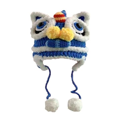 BSYLOO Oriental Christmas Hat, Chinese Hip-Hop New Year’s Lion Dance Hat, Handmade Knitted Warm Parent-Child Hat