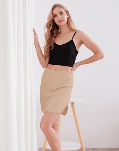 Image of Half Slips for Women Underskirt Short Mini Skirt with Floral Lace Trim