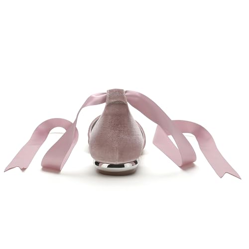 ADMLZQQ Wedding Shoes for Bride Flats Rounded Toe Velvet Formal Dress Shoes Flats Party Ivory Shoes2