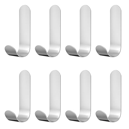 Reviews de Toalleros de gancho los mejores 10. 49 8 Piezas Ganchos Adhesivos para Pared, Ganchos Colgador Adhesivo Impermeable de Acero Inoxidable, Colgadores Pared Adhesivos sin Taladro ara Cocina Baño Dormitorio (Plata)