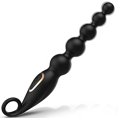 Adults Vibrating Beads Butt Plug, Graduated Design Silicone Vibra...