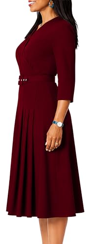Image of ZVO Business Work Dress for Women Elegan Church V-Neck A Line Midi Dresses