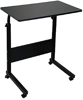 simpahome Height Adjustable Mobile Table Workstation Laptop Overbed Multi Table with Metal Frame & Rolling Castors - Black