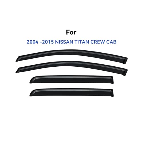 Image of Window Visors Rain Guards Shield for 2004-2015 Nissan Titan Crew Cab, Out-Channel Window Vent Wind Deflectors Visors Shades for 04-15 Nissan Titan Crew