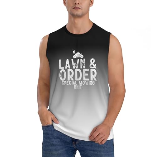 Lawn Order Special Mowing Unit Men's Sleeveless Muscle Shirts,Running Tank Tops Round Neck T-Shirts,