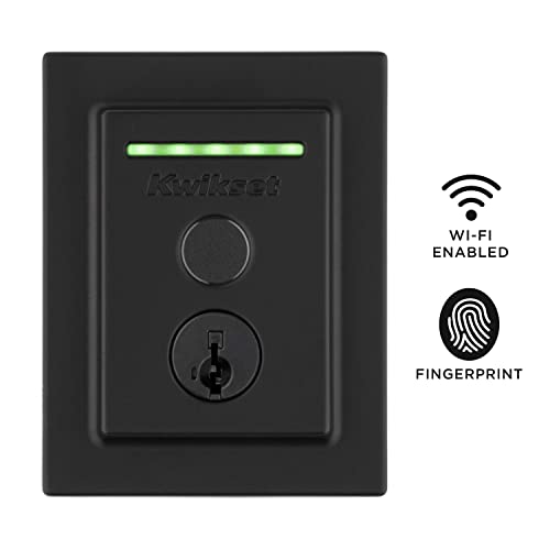 Kwikset Halo Wi-Fi Smart Door Lock, Keyless Entry Electronic Fingerprint Contemporary Deadbolt With Smartkey Security, No Hub Required App Remote Control, Matte Black #TOP1