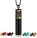 Essential Oil Container Pendant Necklace Black 316L Stainless Steel Diffuser Necklace Aromatherapy Locket Jewelry Pearl Chain Anxiety Whistle Necklace Men/Women Gift Set
