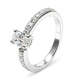 D-POW 925 Sterling Silver Engagement Ring Oval Cut Cubic Zirconia 1 CZ Engagement Rings for Women Open Adjustable Ring Wraparound Wedding Promise Ring for Her