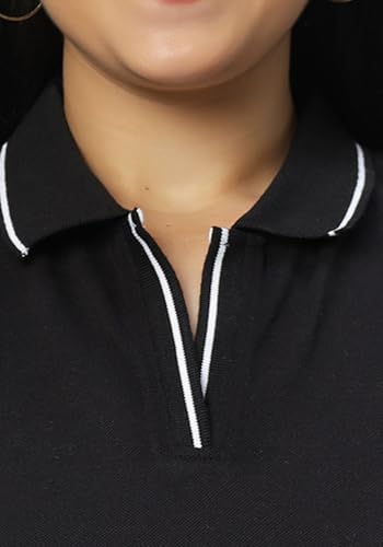 Image of Wear Your Opinion Women's Plus Size Soft PQ Polo Collar Neck Tipped Tshirt Dress