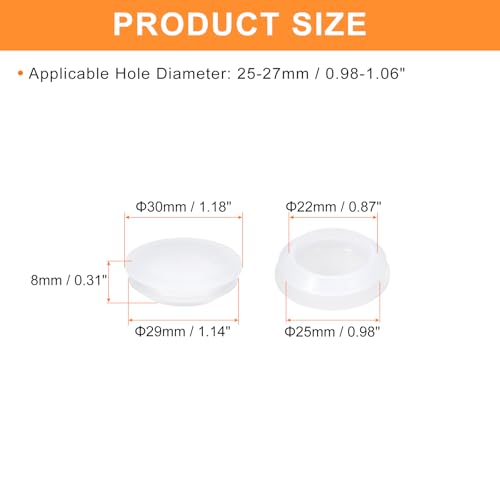 Image of uxcell 4 Pcs Silicone Plugs, Rubber Round Snap in Locking Hole Plugs for 25-27mm Hole, Hole Stoppers Waterproof Hole Plug for Metal Tube, Furniture End Caps Inserts, Clear