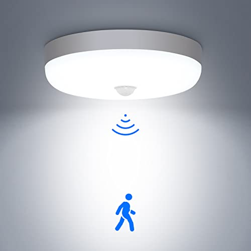 VECINO Deckenlampe mit Bewegungsmelder, Led Deckenleuchte Rund White, IP56, 15W 1500lm, 4000K, 15cm Klein, Ideal für Badezimmer, Flur, Keller