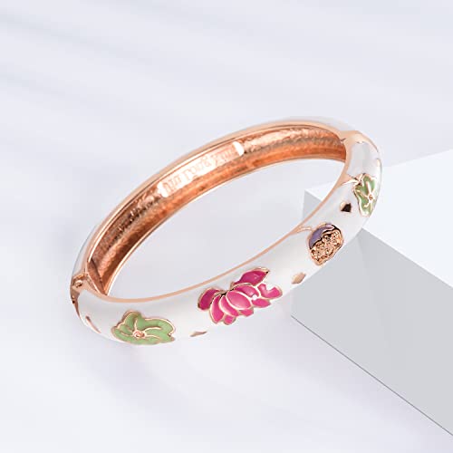 UJOY Bangles Bracelets Gorgeous Enameled Butterfly Flower Cloisonne Gold Plated Indian Jewelry Sets Box for Womens Gift 55A35-B28 purple - Image 5
