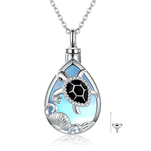 MONGAS Teardrop Urn Necklace for Ashes Sterling Silver Ashes Pendant Teardrop Cremation Jewelry Remembrance Gift for Loss Memorial
