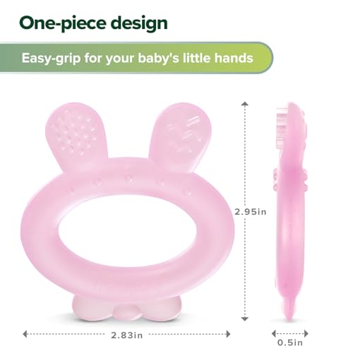 Image of Haakaa Silicone Baby Teether - Rabbit Ear Frozen Teething Toy for Babies 3-6 Months- Cold Teething Relief - BPA Free Silicone-Pink