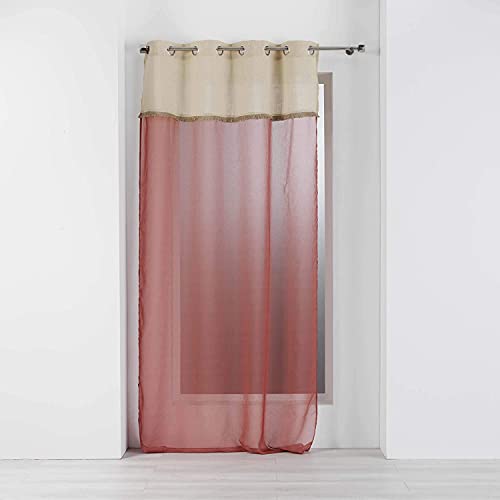 douceur d'intérieur, Voilage à oeillets 140 x 240 cm voile sablé avec top jute greenybel terracotta