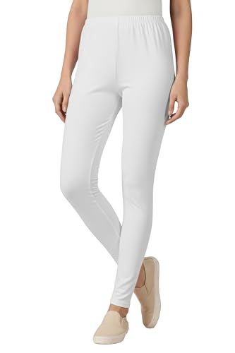 Image of Women's Cotton Lycra Ankle Length Leggings | Regular Rise, Soft 4 Way Stretch Fabric | Casual & Ethnic Wear