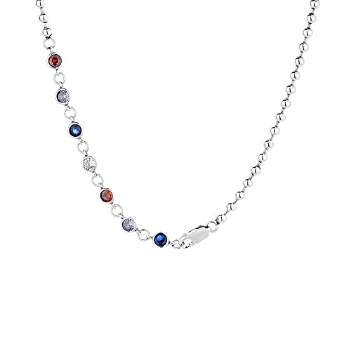 Collier perlé en argent massif et oxydes de zirconium éclatants
