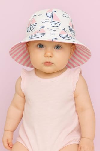 Image of Unisex Kids Cotton Bucket Hat - Reversible, Lightweight & Breathable Summer Sun Hat (Pack of 2)