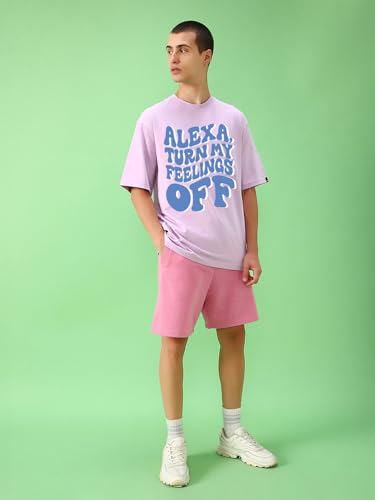 Image of Bewakoof Men's Letter Print Oversized Fit T-Shirt
