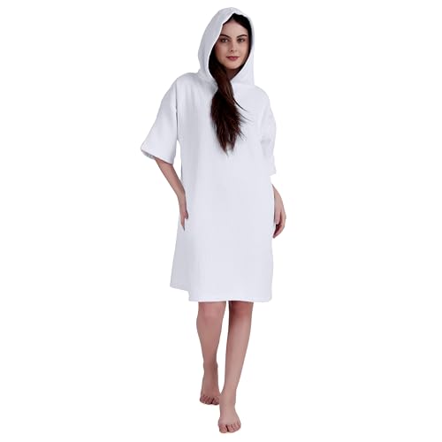 ALLEN & MATE 100% Cotton Hooded Surf Poncho Changing Robe for Men Women Medium Weight Dual Fabric Waffle Outside Towel Inside