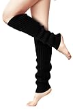 Leg Warmers - Knit Neon Leg Warmers for Women Winter Fashion Warm Leg Warmer 80s Accessories for Party Sports Yoga, Black