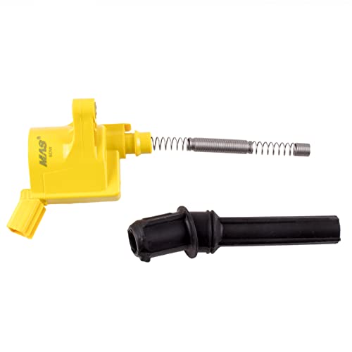 Mas Set Of 8 Yellow Ignition Coils Pack Curved Boots Dg508 & 8 Motorcraft Platinum Spark Plug Sp479 Compatible With Ford F150 F250 Super Duty E350 E450 Expedition Lincoln Navigator Dg457 Dg472 Dg491 #TOP6
