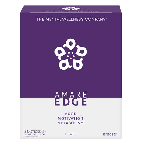 Image of Amare Edge Plant Based Nootropic Powder Drink for Endurance and Motivation, Grape, 30 Servings