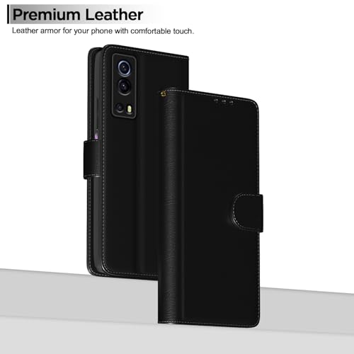 Image of Pikkme IQOO Z3 5G Flip Case Leather Finish | Inside TPU with Card Pockets | Wallet Stand and Shock Proof | Magnetic Closing | Complete Protection Flip Cover for IQOO Z3 5G (Black)