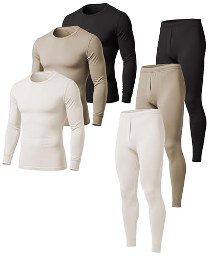 AMERICAN HEAVEN Men's Base Layer Thermal Underwear Set | 100% Cotton | Long Sleeve Top & Pant | Multi Packs