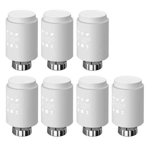 YQVEOT Termostato Inteligente 3.0 Inteligente WiFi Actuador de válvula radiadora termostática TRV Controlador de Temperatura programable(7PCS-Radiator)
