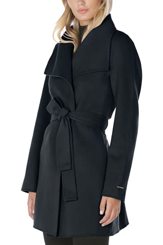 Image of TAHARI Women's Double-faced Luxury Soft Wool Blend Peacoat- Wrap Wool Coat With Removable Belt