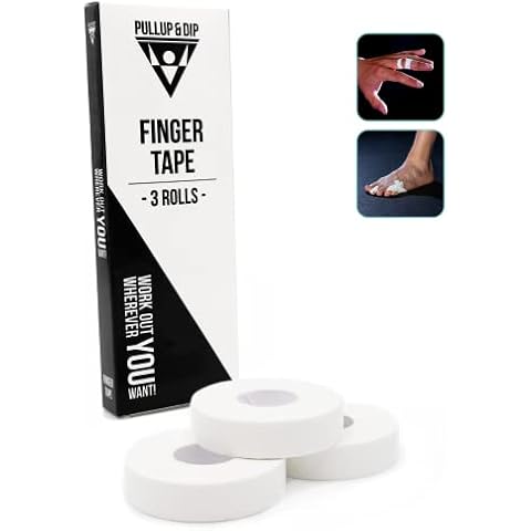 PULLUP & DIP Fingertape mit extra starkem Kleber, 3 Rollen (gesamt 30 m) Klettertape, hautfreundliches Sporttape, Handtape für Kraftsport, Volleyball, Bouldern, Basketball, Handball Cover