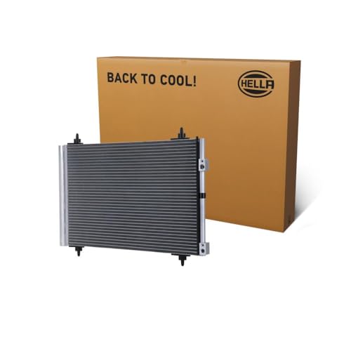HELLA 8FC 366 221-221 Condensador, aire acondicionado - Tubos refrigerantes paralelo - Aluminio - con juntas - con secador