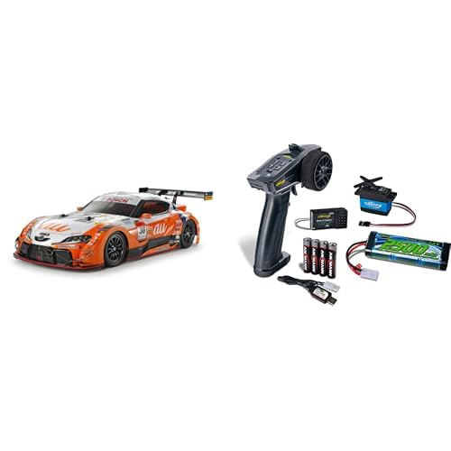 TAMIYA 58703 1:10 RC au Tom´s GR Supra (TT-02) + Komplettset Start - ferngesteuertes Auto, RC Fahrzeug, Modellbau, Bausatz zum Zusammenbauen, Bausatzmodell, Unlackiert