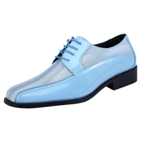 Image of Viotti 179, Casual Dress Oxford Shoes for Men, Satin Striped Lace-Ups, Men's Business Casual Leather & Satin Shoe, for All Formal Occasions