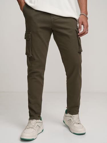 Image of Highlander Men's Slim Fit Cargo Trousers| Stylish & Comfortable for Casual, Travel & Active Wear | Trouser for Men | Men Trousers