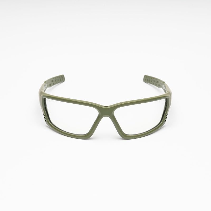 Genérico Conquer Eyewear Zypher, Gafas de Protección Tácticas, Montura Tan, Lentes Transparentes, CQSG001-RGT
